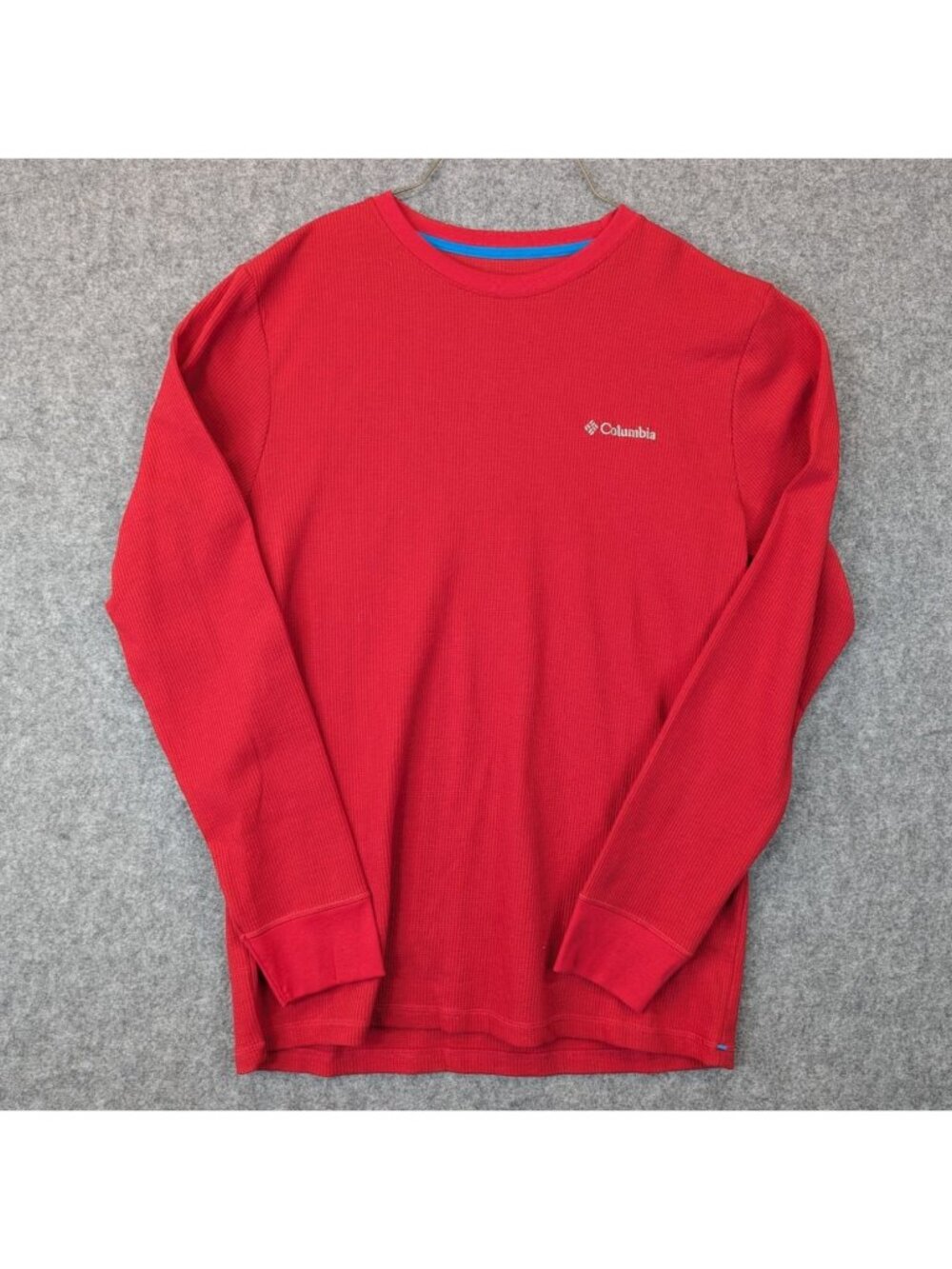 Columbia Mens Large Waffle Knit Thermal Henley Shirt Red Base Layer NEW